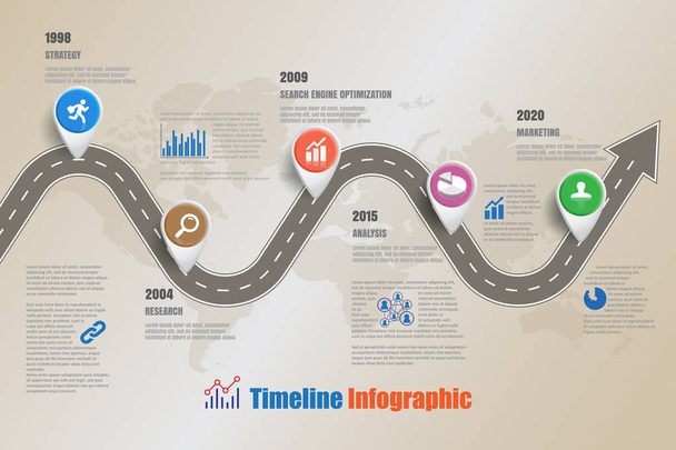 Yol haritası zaman çizelgesi Infographic, vektör çizim - Vektör, Görsel