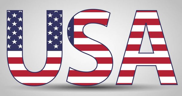 Letters USA made from American flag - Vector, Image