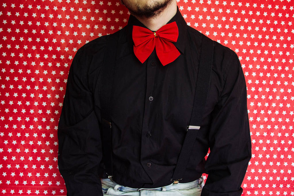man with red bow - Valokuva, kuva