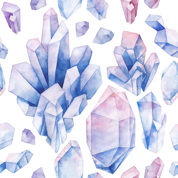 Watercolor crystals pattern - Fotoğraf, Görsel