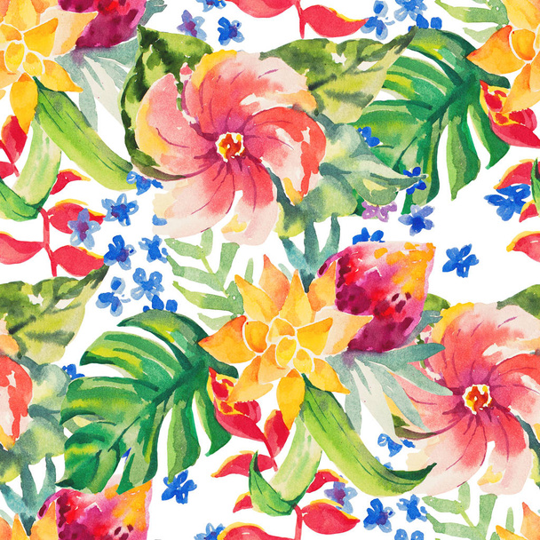 Watercolor floral botanical seamless pattern. Good for printing  - Fotó, kép