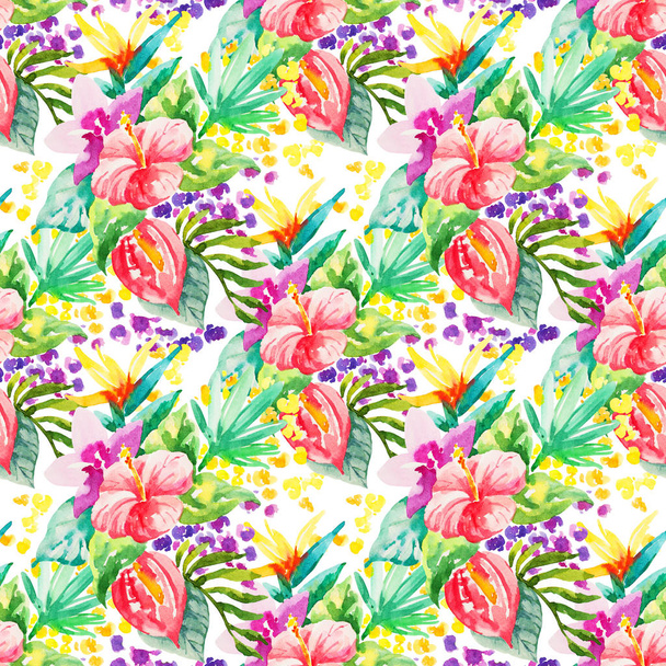 Watercolor floral botanical seamless pattern. Good for printing  - Foto, afbeelding