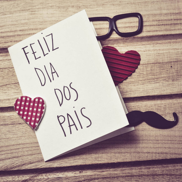 text feliz dia dos pais, happy fathers day in Portuguese - Photo, Image