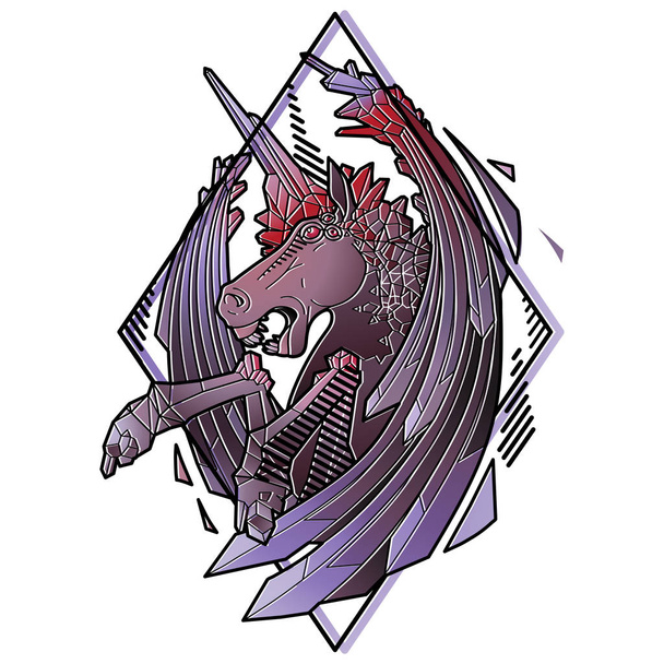Graphic demonic unicorn - Vector, Image