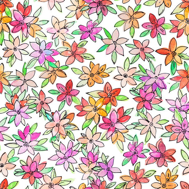 Watercolor floral botanical seamless pattern. Good for printing  - Photo, image