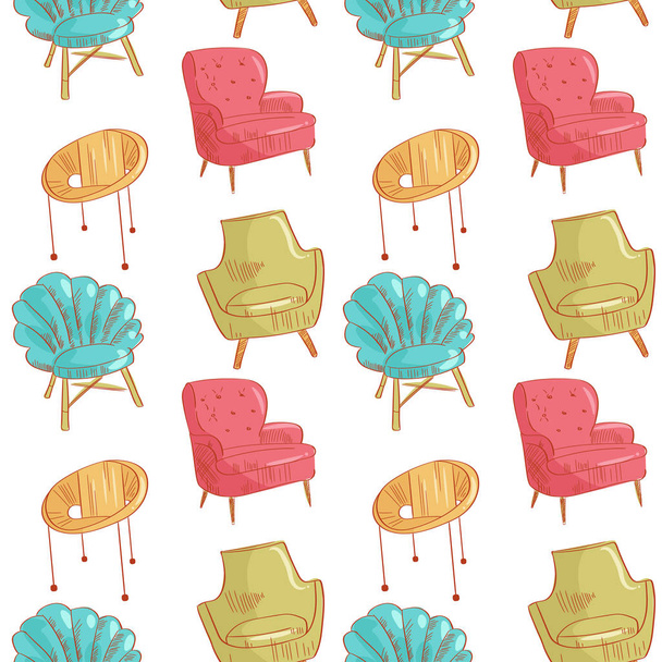 Seamless pattern with chairs.  - Vector, afbeelding