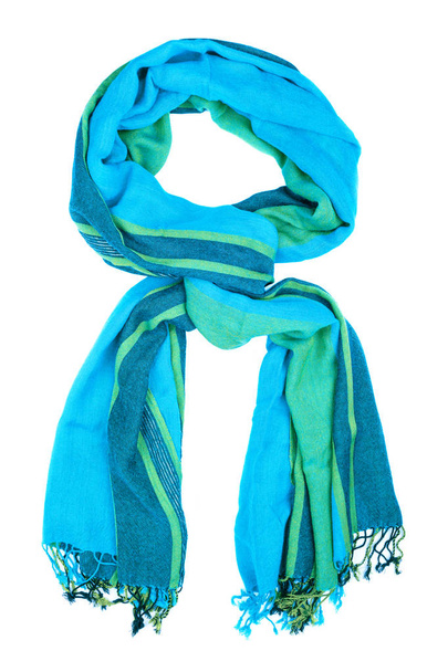 modré hedvábí šátek izolované na bílém pozadí. - Fotografie, Obrázek