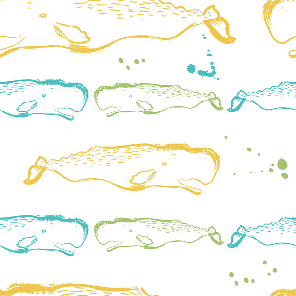 Seamless pattern with whales - Vetor, Imagem