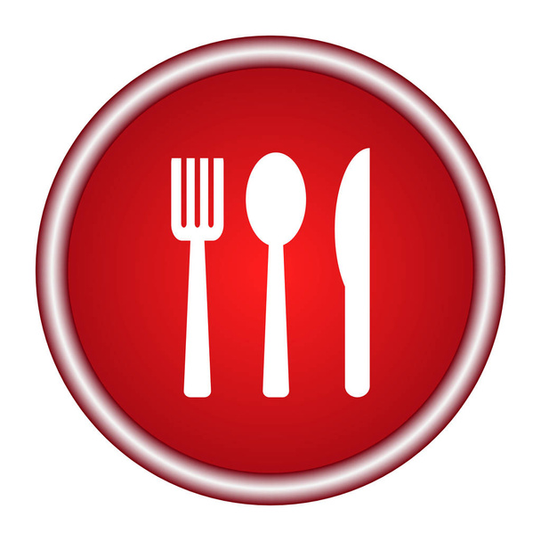 Tenedor de iconos, cuchara, cuchillo sobre fondo rojo. Ilustración vectorial
. - Vector, Imagen