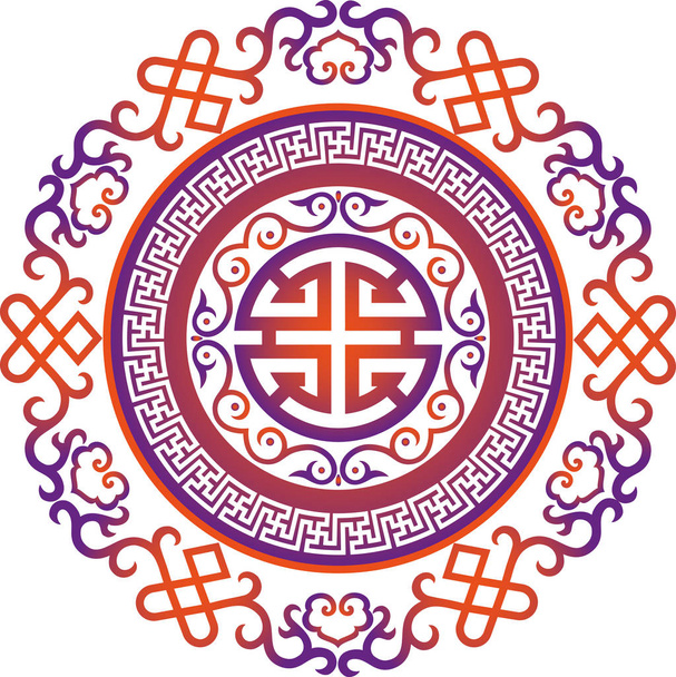 Oosterse chinese sieraad Aziatische traditionele patroon floral vintage element gesneden silhouet sieraad Centraal Azië stoffen werk voor t-shirt Mongoolse ornament - Foto, afbeelding