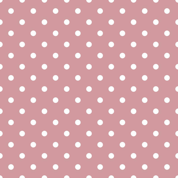 Padrão de vetor de telha com bolinhas brancas no fundo rosa pastel - Vetor, Imagem