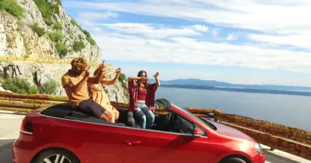 friends partying in convertible - Footage, Video
