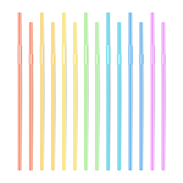 Drinking Straws Vector. Set Of 3D Striped Icon Isolated In White Background. Vector illustration - Vector, Image