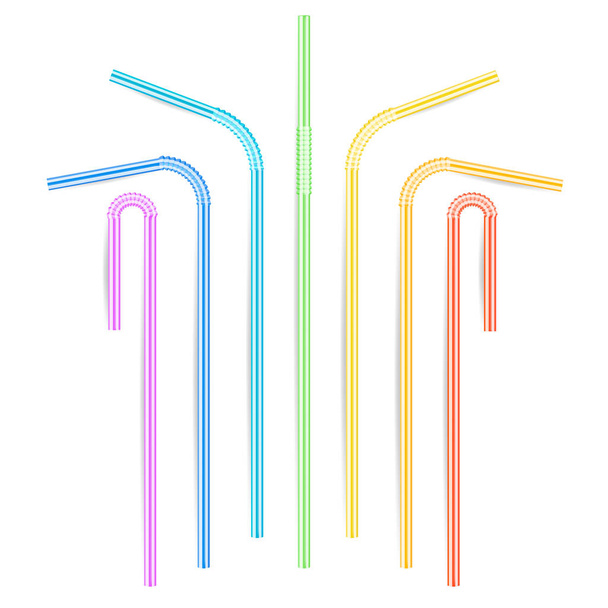 Drinking Straws Vector. Set Of 3D Striped Icon Isolated In White Background. Vector illustration - Vector, Image