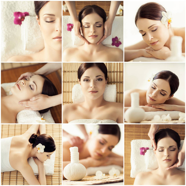 schöne brünette Frau mit Massage - Foto, Bild