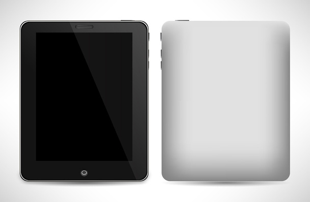 Tablette pc réaliste avec écran blanc isolé sur fond blanc. - Vecteur, image