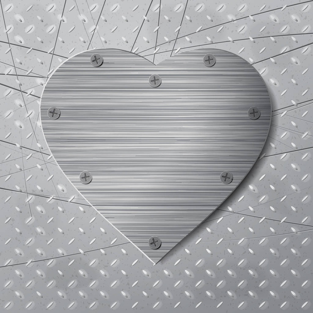 Valentine's Day background with metal heart - Vector, Image