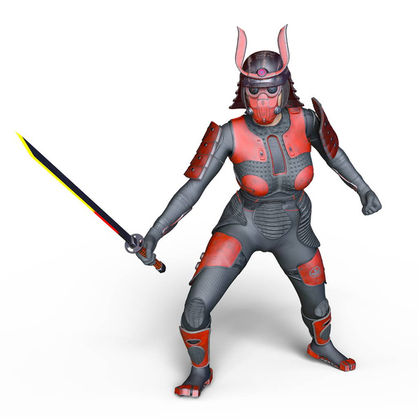 3D CG rendering of a female samurai warrior - Φωτογραφία, εικόνα