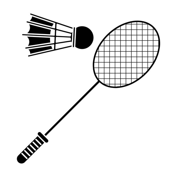 badminton racket shuttlecock sport pictogram - Vector, Image