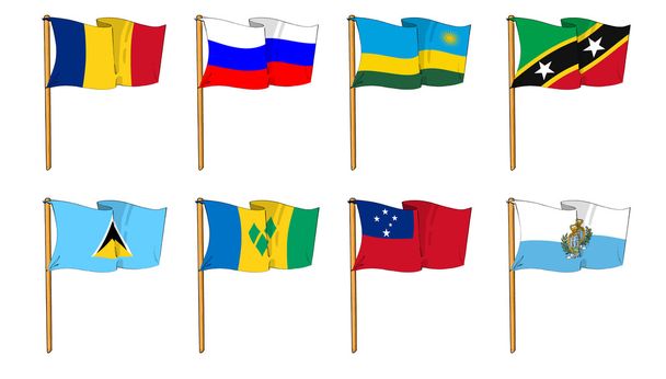kézzel rajzolt zászlók a világ - betű r & s - Fotó, kép