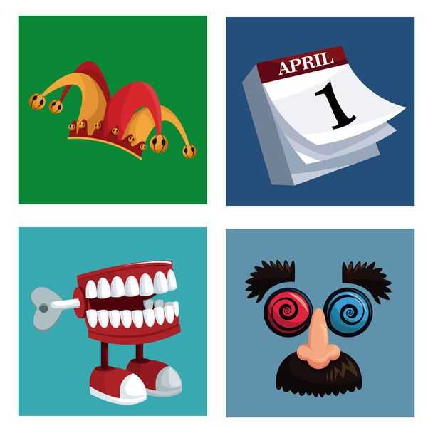 set april fools day icons - Vector, Image