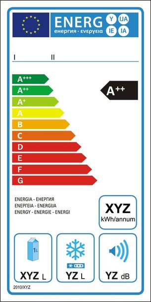 Refrigerator machine energy label - Vector, Image
