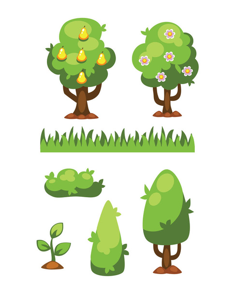 Dibujos animados jardín árbol verde vector ilustración
. - Vector, imagen