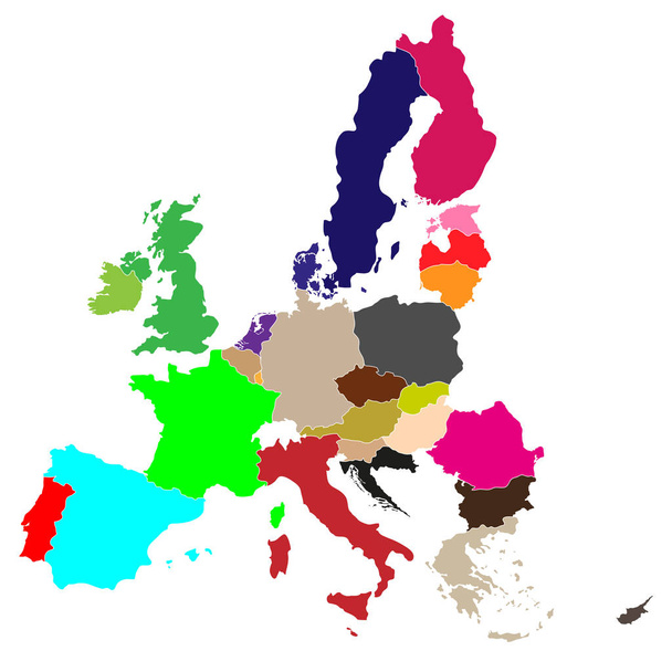 単純な 1 つのマップの eps10 のすべての欧州連合色国 - ベクター画像