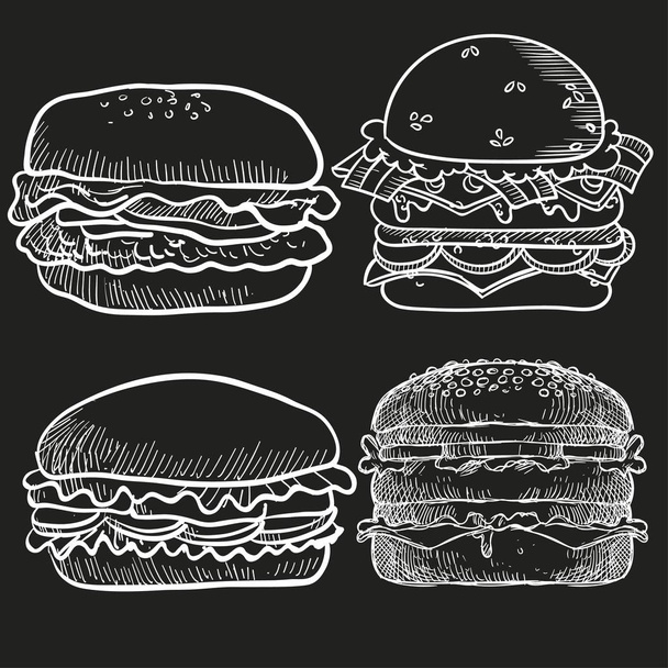  kézi felhívni hamburger - Vektor, kép