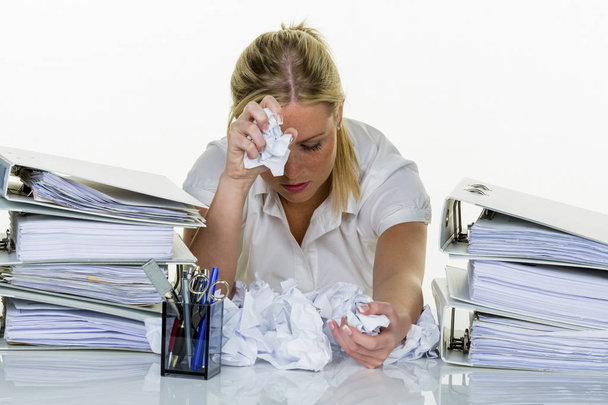 woman in office with burnout - Photo, image