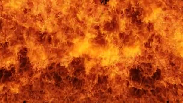 Inferno tűz fal lassú mozgás zökkenőmentes hurok elszigetelt, pokol tűz égett ki, lövészet nagy sebességű kamerával, intenzív üzemanyag lángoló, tökéletes digitális kompozíció.  - Felvétel, videó