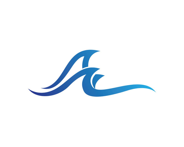 Dalga su plaj veya deniz mavi logo şablonu - Vektör, Görsel