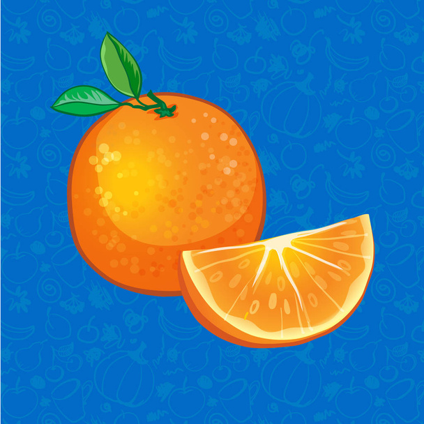 fruta laranja no fundo da cor. ilustração vetorial
 - Vetor, Imagem