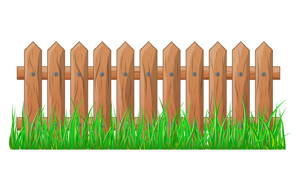 Деревянный забор с рисунком векторного символа травы
.  - Вектор,изображение