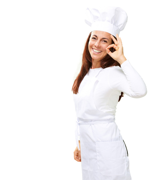 kobieta kucharz gestykulacji - Zdjęcie, obraz