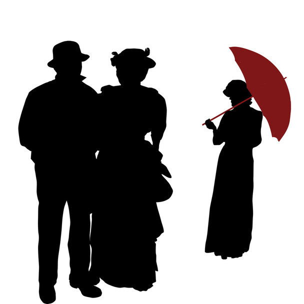 Vintage silhouettes - Vector, Image