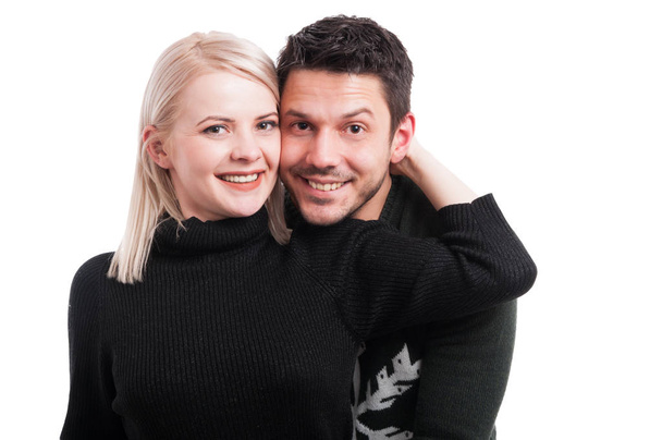 Closeup portrait of young happy couple - Fotoğraf, Görsel