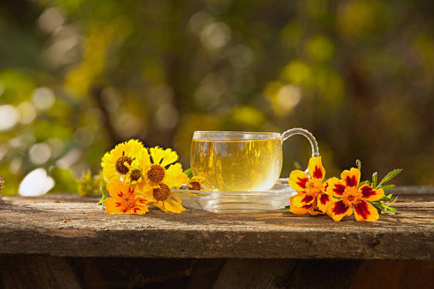 Zelený čaj v krásném šálku - Fotografie, Obrázek