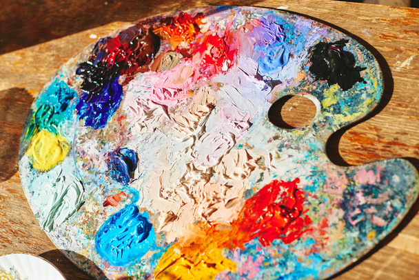 Colorful palette oil painting - Фото, зображення