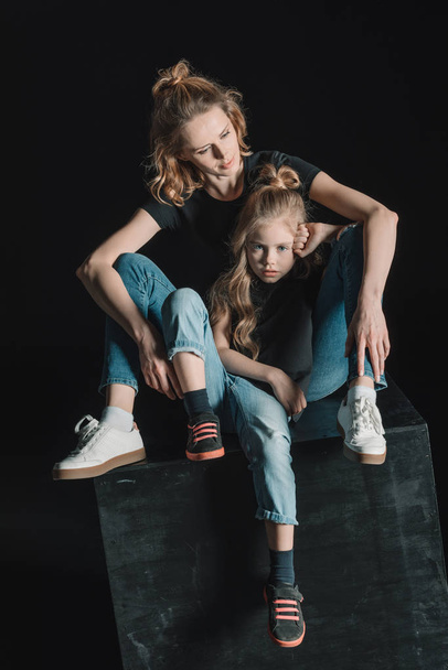 stylish mother and daughter - Fotó, kép