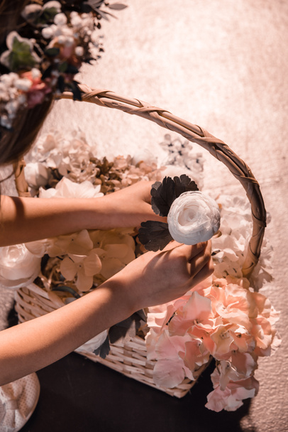 Girl with flower basket  - Valokuva, kuva
