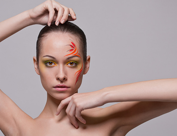 Fashion make-up with face art. - Foto, Imagem