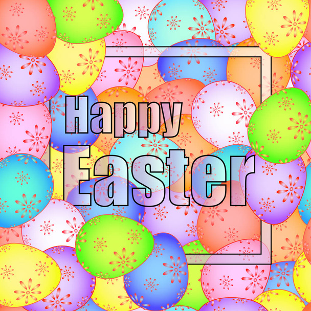 Easter card with painted eggs vector EPS - Vetor, Imagem