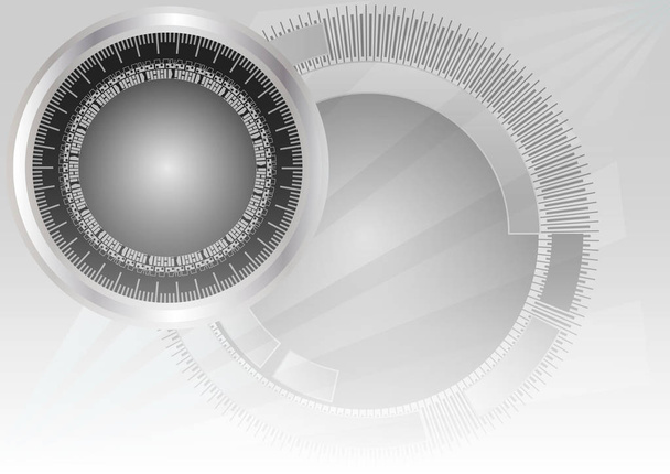 Szürke geometriai informatikai háttér kör alakú. Vektor absztrakt grafikai tervezés - Vektor, kép