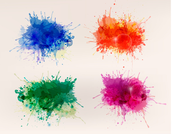 Collection of colorful abstract watercolor backgrounds - Vector, Image