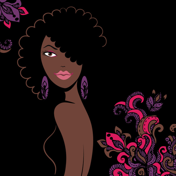 mooie Afrikaanse Amerikaanse vrouw silhouet - Vector, afbeelding