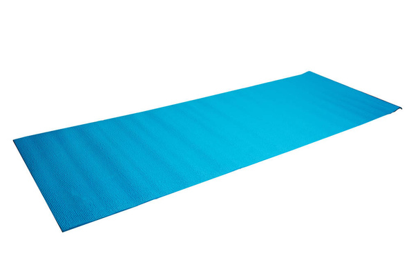 tapis de yoga bleu sur fond blanc
 - Photo, image