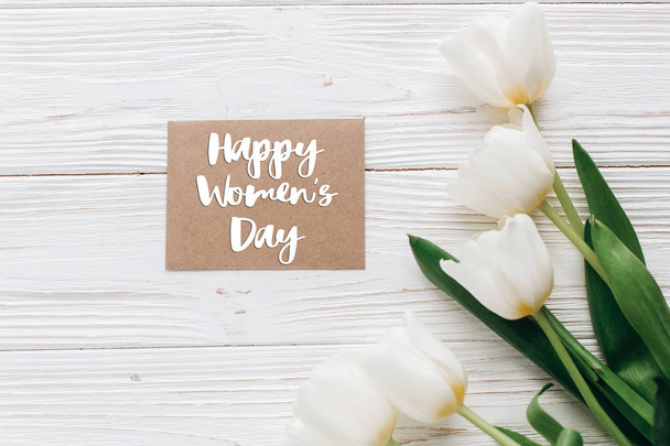 happy womens day text on card - Photo, Image
