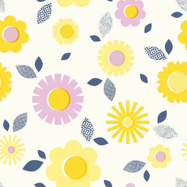 seamless pattern with flowers and leaves - Vektör, Görsel