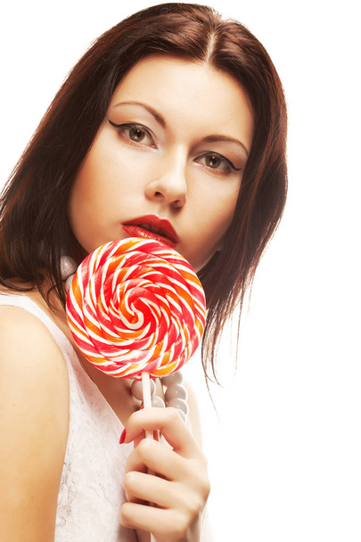 pretty woman with lollipop. - Fotó, kép